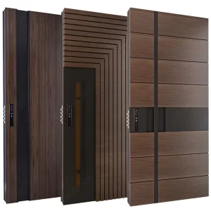 Brown Stainless Steel Pivot Entrance Door, Exterior Security, Solid Wood Front Door