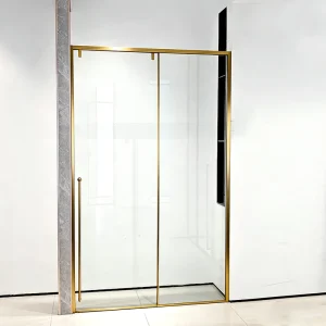 Brushed Stainless Steel Sliding Shower Cubicle with Tempered Glass Screen