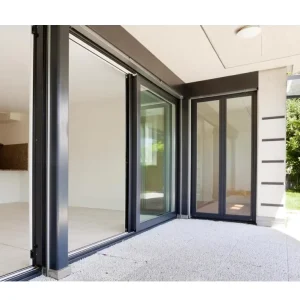 Bulk Luxury Interior Aluminum Alloy Double Glass Sliding Entry Door Postmodern Design Windproof Nylon Screen