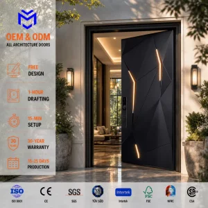 Bulletproof Hurricane Impact Metal Exterior Aluminum Security Pivot Door for Houses