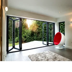 Burglarproof Frosted Glass Aluminum Panel Double-Glazed Sliding Patio Folding Door