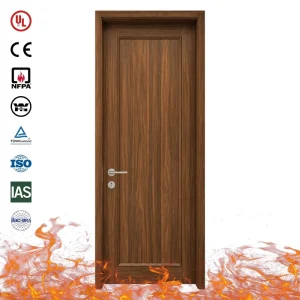 CE Certified 45 Minute Fire Rated Solid Wood Door Set for Office and Hotel With Concealed Door Closer