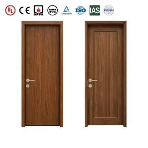 CE-Certified Wooden Fireproof Door, Solid-Core Timber, 20-90-Minute Fire Rating, for Hotels, Offices and Apartments