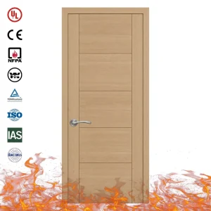 CE-Certified Wooden Fireproof Door, Solid-Core Timber, 20-90-Minute Fire Rating, with Door Frame, for Offices and Apartments