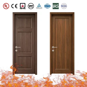 CE Fire-Rated Wooden Doorset 20-60 Minutes Solid Wood Fire Door for Office and Apartment Buildings with Fire-Rated Handle