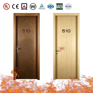 CE Fire-rated Wooden Door 20~60 Minutes Solid Wood Door for Office and Apartment Buildings with Door Frame