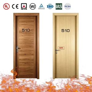 CE Fire-rated Wooden Doorset 20~60 Minutes Solid Wood Fire Door for Office and Apartment Buildings with Door Frame