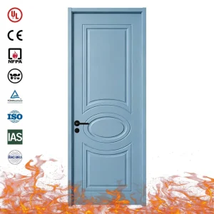 CE Fire-rated Wooden Doorset 20~60 Minutes Solid Wood Fire-Resistant Door for Office and Apartment Buildings with Door Frame