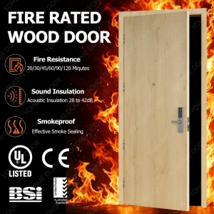 CE and UK Certified HPL Fire Resistant Wood Door for Residential Flat Unit Entrances