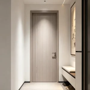 Carbon Crystal Hidden-Frame Solid Wood Interior Door Paint-Free Quiet Wooden Bedroom Door for Home and Apartment