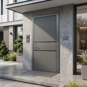 Carved Cast Aluminum Anti-Pry Front Entry Security Door, Sturdy Exterior Metal Door for Villa and Hotel Projects