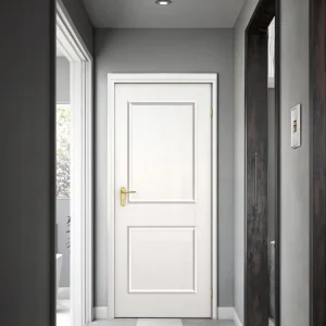 Carved White Ash PVC Panel MDF Interior Slab Door with Golden Hardware for Bedroom