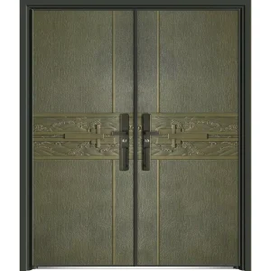 Cast Aluminum Double Door Olive Green Weather Resistant Entry Custom
