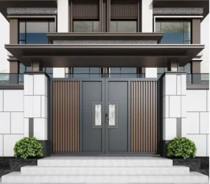 Cast Aluminum Double-Door Villa Entrance Door with Ornate Design