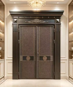 Cast Aluminum Double Villa Main Gate Embossed Carved Front Entrance Swing Security Door