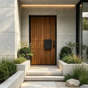 Cast Aluminum Entry Door Wood Grain Front Security Door Custom Size Color For Home Exterior