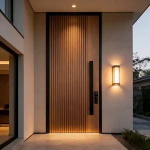 Cast Aluminum Front Entry Pivot Door, Waterproof, Rustproof, Security Steel Door with Smart Lock for House