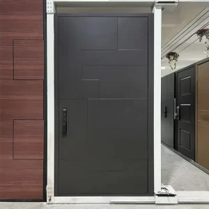 Cast Aluminum Pivot Entrance Door, Modern Black Security Front Door