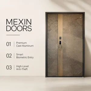 Cast Aluminum Security Entrance Door Smart 3D Face Recognition Biometric Anti-Theft Villa Door