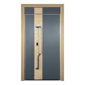 Cast Aluminum Single Entry Door with Vertical Cloud Embossed Aluminum Stripe Security Gate