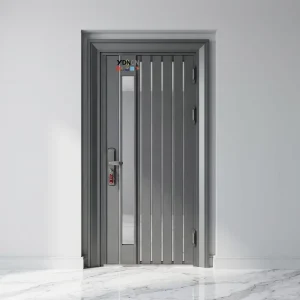 Cast Aluminum Villa Entry Door with Hollow Carved Decorative Glass, Security Smart Digital Lock, Swing Design, and Zinc Plated Finish