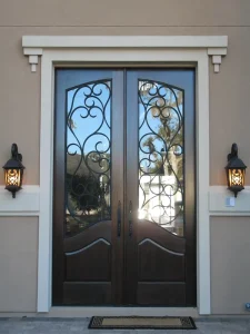 Cast Aluminum and Steel Fire-Resistant Front Door for Villas and Apartments