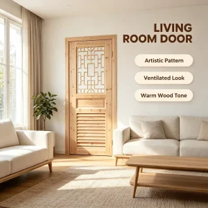 Cedar Lattice Wooden Interior Door Natural Raw Wood