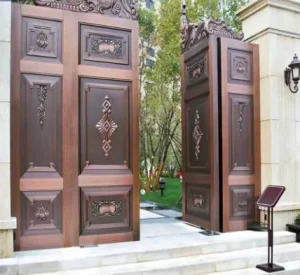 Central Asian Style Tailored Sleek Black Copper Door with Wide Range of Sizes