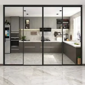 Central-Axis Aluminum Alloy Pivot Door Double-Glazed Tempered Glass Rotational Interior Door Narrow Frame