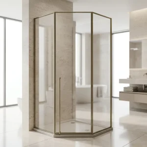 Champagne Gold Diamond Shower Enclosure Stainless Steel Frame Swing Door Tempered Glass Corner Shower Cabin for Hotel