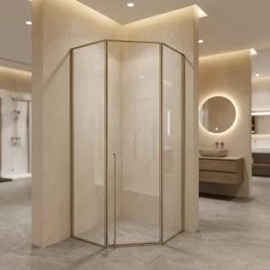 Champagne Gold Diamond Shower Room Stainless Steel Frame Hinged Door Waterproof Tempered Glass
