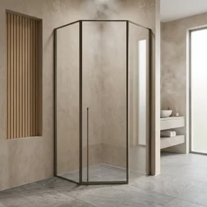 Champagne Gold Diamond Shower Room Stainless Steel SUS304 Frame Hinged Door Waterproof Tempered Glass Space Saving 5