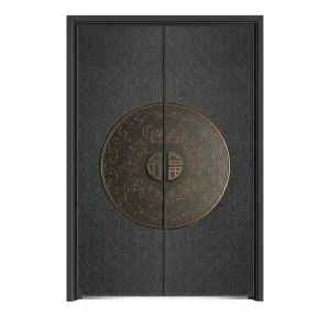Charcoal Door with Bronze Chinese Medallion