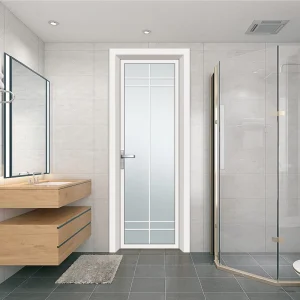 China Factory Aluminum Interior Swing Door with Frosted Glass for Hotel, House, Room, Bathroom, and Kitchen