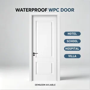 China Factory WPC Door with Frame, PU Foam Infilling, Waterproof Custom Size PVC Door for Villa or Hotel
