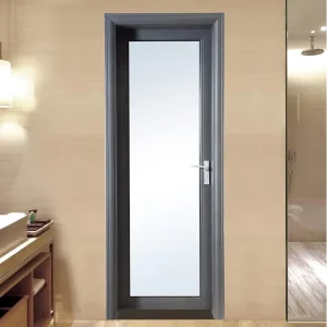 China Manufacturer Modern Home Hotel Interior Toilet Room Washroom Bathroom Black Aluminum Frame Glass Single Swing Door