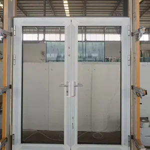 China Manufacturer Swing-Open Aluminium Glass French Doors, Double-Panel Exterior Patio Door