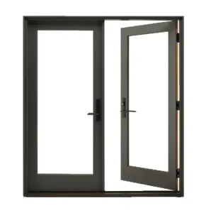 China Manufacturer Swing Open Exterior Black Metal French Door Panel With Hardware Kit