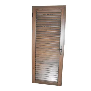 China Supplier Aluminum Shutter French Door Wooden Color Movable Shutters Rolling Louver Kitchen Door
