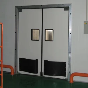 China Supplier Kitchen Double Swing Door with Two-Way Opening, Hands-Free Forklift Access, and Anti-Collision Bumper