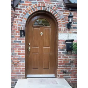Chinese Factory Price Arched Wood Door for Villa Farm Style Single Security Doors for Houses Exterior