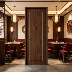 Chinese Solid Wood Entrance Composite Interior Door, Mid-Century Style, Custom, for Bedroom Hotel Restaurant