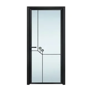Chinese-Style Custom Aluminum Alloy Tempered Glass Waterproof Swing Door for Apartment Bathroom and Kitchen