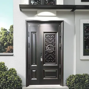 Chinese Style Front Entry Safety Steel Door Stainless Security Door with Lock Hardware