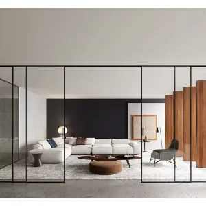 Chinese-Style Glazed Sliding Door With Stainless Steel And Aluminum Frame For Kitchen And Interior Houses