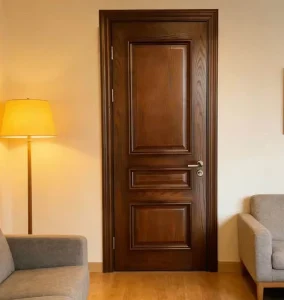 Chinese Style MDF Interior Door, Veneer Finish, Soundproof, for Bedrooms, Living Rooms, Hotels, Villas, and Apartments