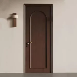 Chinese-Style Solid Wood Veneer Interior Bedroom Door, Matte Baking Varnish Finish