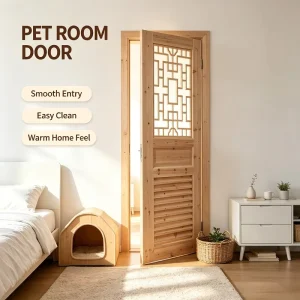 Chinese Style Wood Lattice Room Divider Door Solid Timber for Bedroom or Study