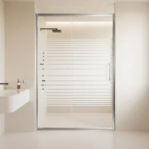 Chrome Aluminum Tempered Glass Sliding Shower Door with Frame, Hospital and Hotel Use, Hardware