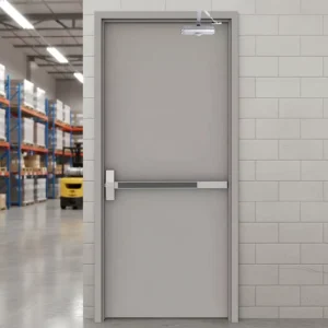 Class A Steel Fireproof Door for Mall, Factory, and Hotel Escape Routes, Double Opening, Postmodern Style